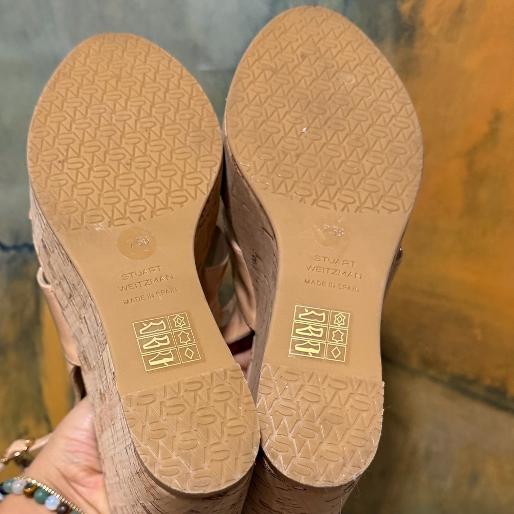 🌹STUART WEITZMAN🌹 Dayna Slingback Wedge Adobe Beige Size: 7.5B - Picture 12 of 12